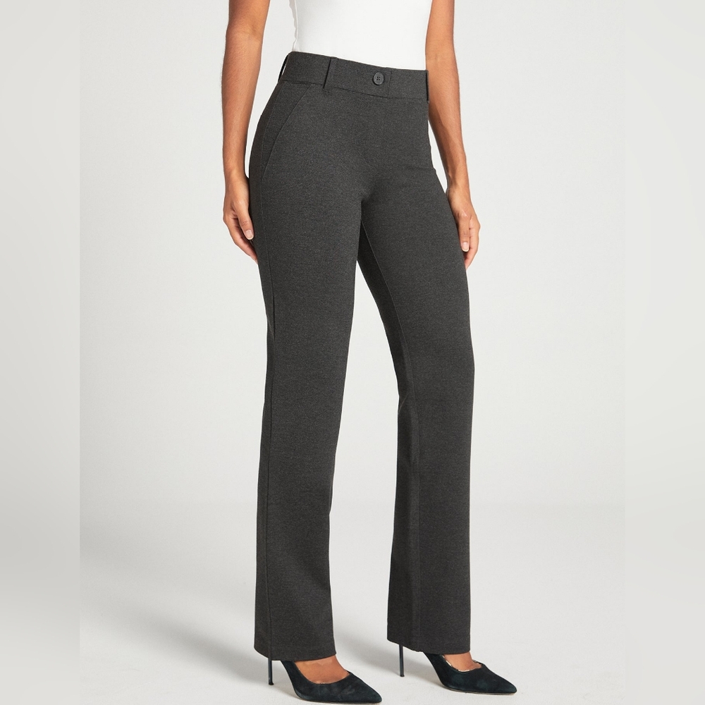 Betabrand Classic Dress Pant Yoga Pant  Straight Leg Size Small Charcoal Grey